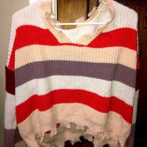 Striped v-neck sweater